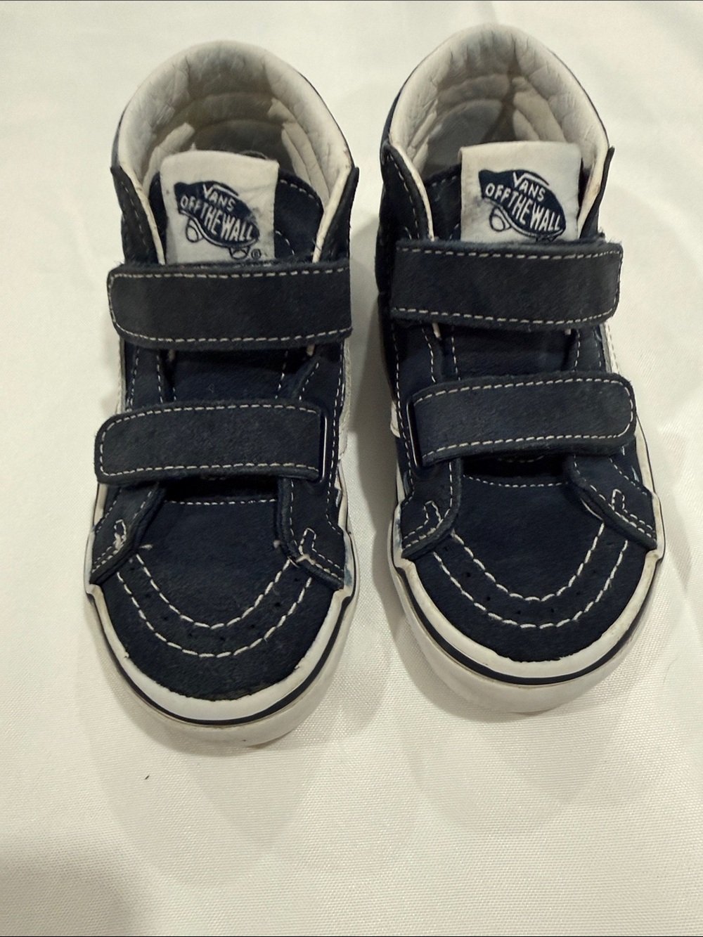 Vans Kids Navy Velcro High-Top Sneakers with White Accents